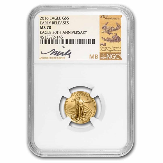2016 1/10 oz Gold Eagle MS-70 NGC (ER, Miley Busiek Signed) 2016 1/10 oz Gold Eagle MS-70 NGC (ER, Miley Busiek Signed)