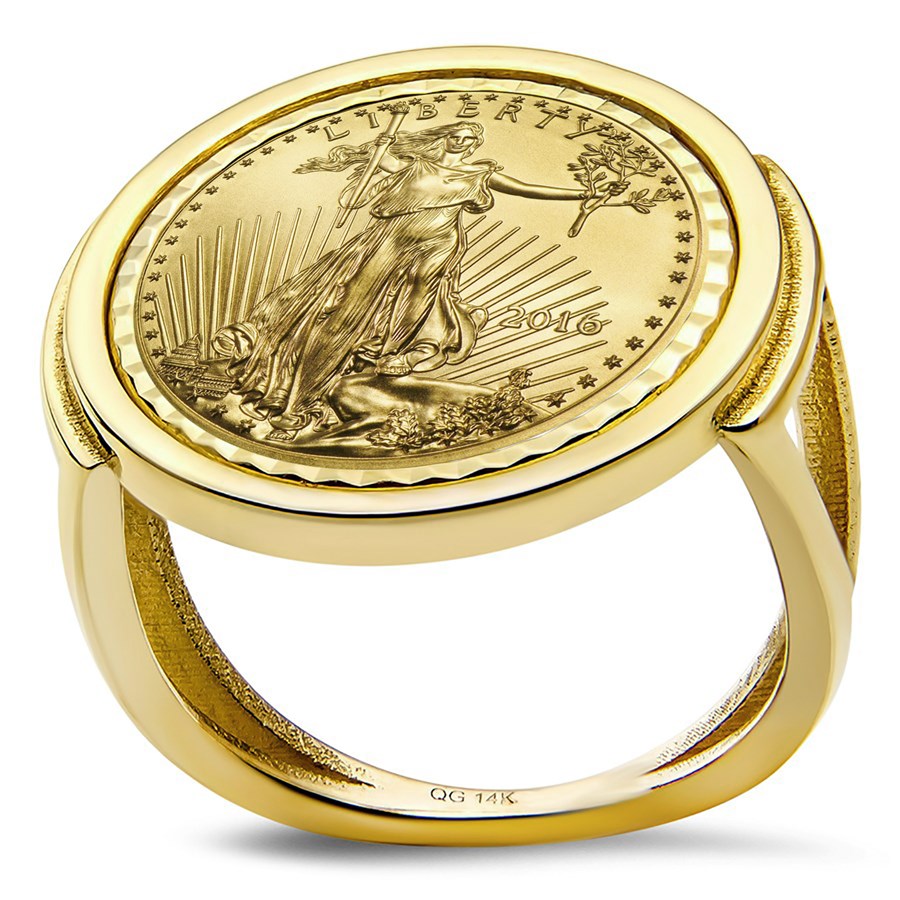 Buy 2016 1/10 oz Gold Eagle Ring (Diamond-Cut Polished-Prong) | APMEX
