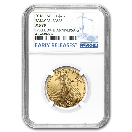 2016 1/2 oz American Gold Eagle MS-70 NGC (Early Releases) 2016 1/2 oz American Gold Eagle MS-70 NGC (Early Releases)