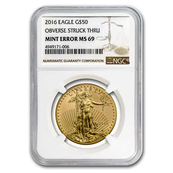 2016 1 oz Gold American Eagle MS-69 NGC (Obv Mint Error) 2016 1 oz Gold American Eagle MS-69 NGC (Obv Mint Error)