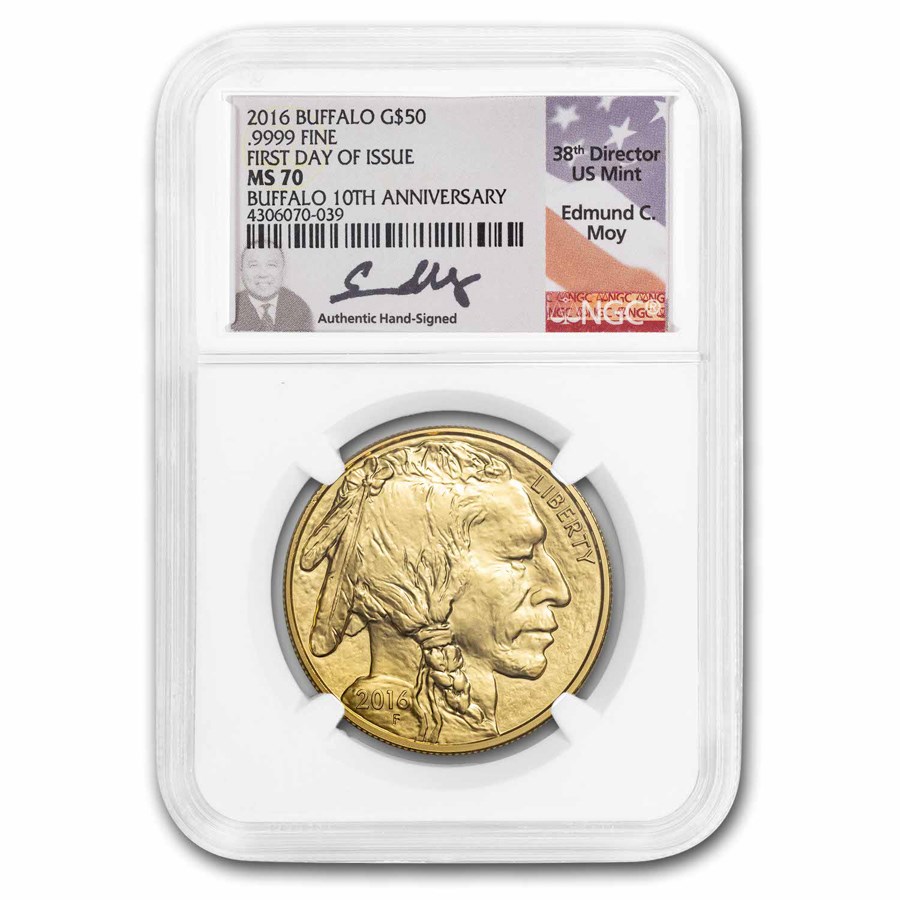 2016 1 oz Gold Buffalo MS-70 NGC (FDI, Moy)