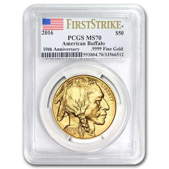 2016 1 oz Gold Buffalo MS-70 PCGS (FirstStrike®, Flag Label) 2016 1 oz Gold Buffalo MS-70 PCGS (FirstStrike®, Flag Label)