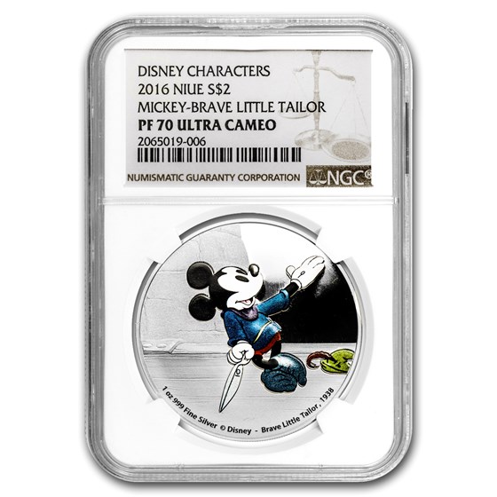 2016 1 oz Silver $2 Mickey Brave Little Tailor PF-70 NGC 2016 1 oz Silver $2 Mickey Brave Little Tailor PF-70 NGC