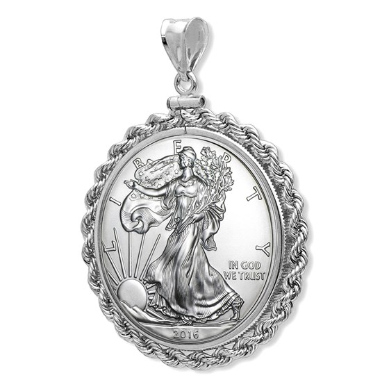 2016 1 oz Silver Eagle Pendant (Rope-ScrewTop Bezel) 2016 1 oz Silver Eagle Pendant (Rope-ScrewTop Bezel)