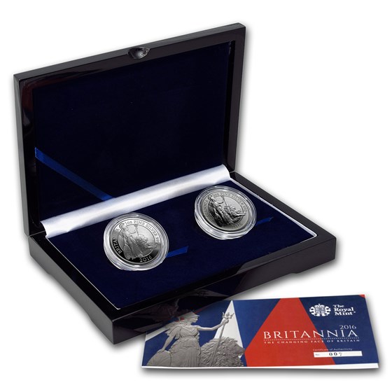 2016 2-Coin Silver 1 oz Britannia Proof/Reverse Proof Set #7