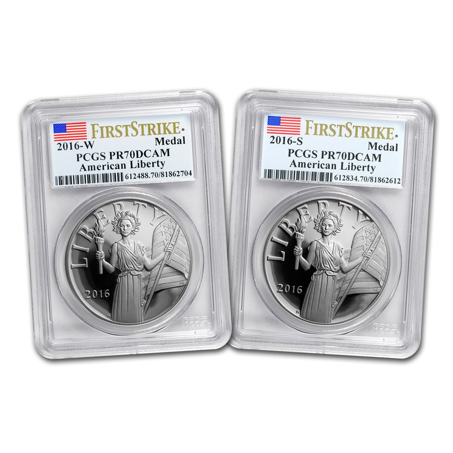 2016 2-Coin Silver American Liberty Medal Prf Set PR-70 PCGS (FS)
