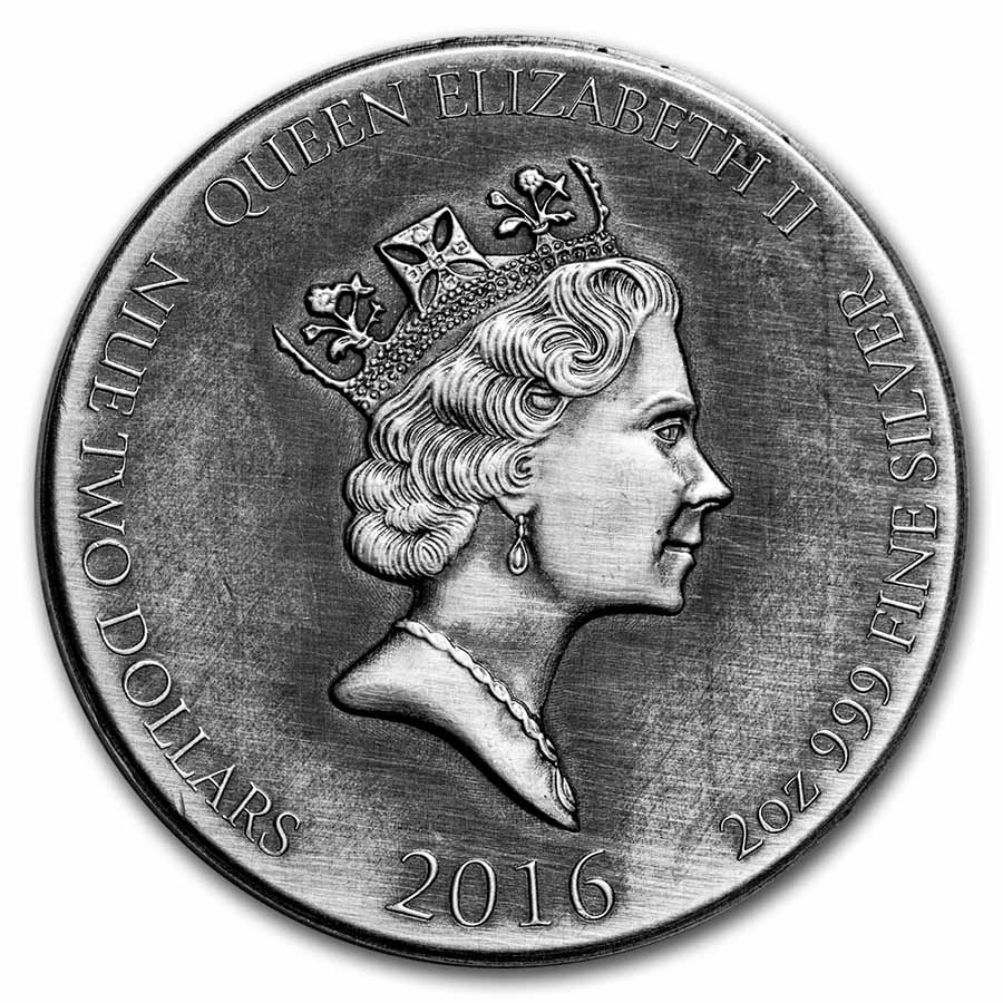 2016 2 oz Ag Coin - Biblical Series Daniel in Lion's Den (No Box