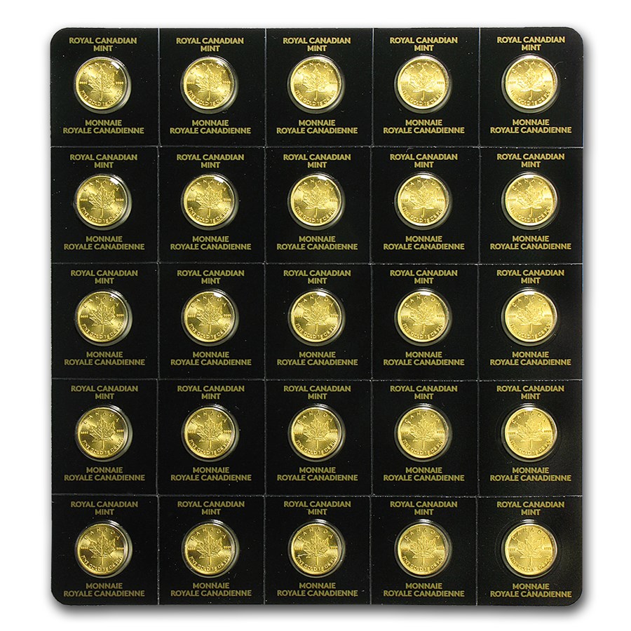 2016 25x 1 gram Gold Maple Leafs - Maplegram25™ (In Assay Sleeve)