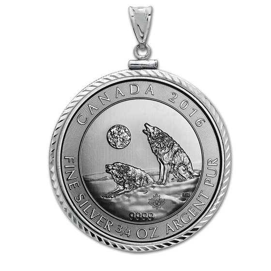 2016 3/4 oz Silver Howling Wolves Pendant (Diamond-ScrewTop Bzl) 2016 3/4 oz Silver Howling Wolves Pendant (Diamond-ScrewTop Bzl)