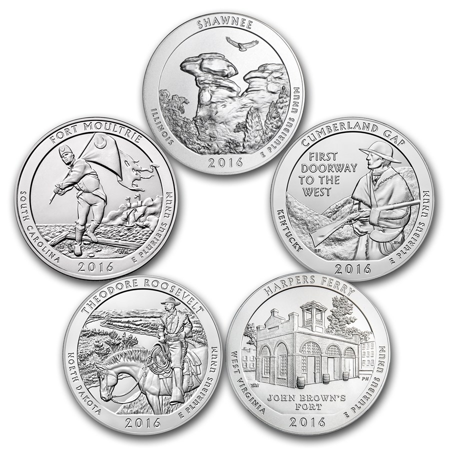 2016 5-Coin 5 oz Silver ATB Set (America the Beautiful)