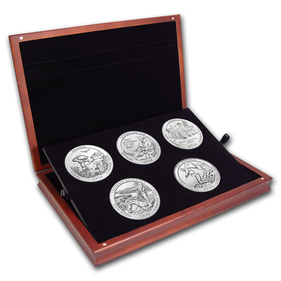 Buy 2016 5 oz Silver ATB 5-Coin Set (Elegant Display Box) | APMEX