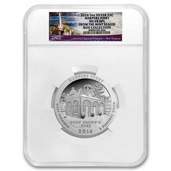 2016 5 oz Silver ATB Harpers Ferry MS-69 DPL NGC 2016 5 oz Silver ATB Harpers Ferry MS-69 DPL NGC