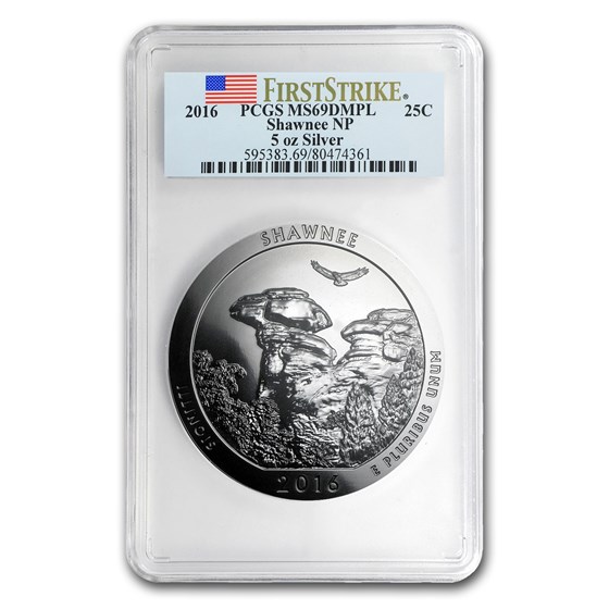 2016 5 oz Silver ATB Shawnee MS-69 DMPL PCGS (FirstStrike®) 2016 5 oz Silver ATB Shawnee MS-69 DMPL PCGS (FirstStrike®)