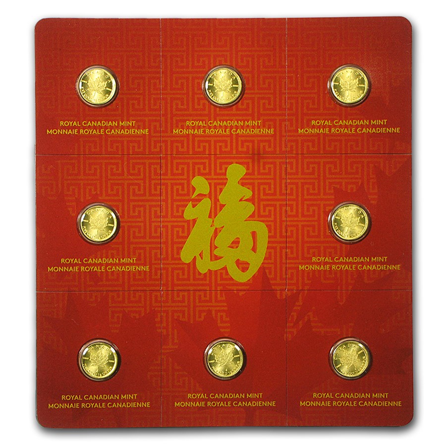 2016 8x 1 gram Gold Maple Leafs - Maplegram8™ (In Assay Sleeve)