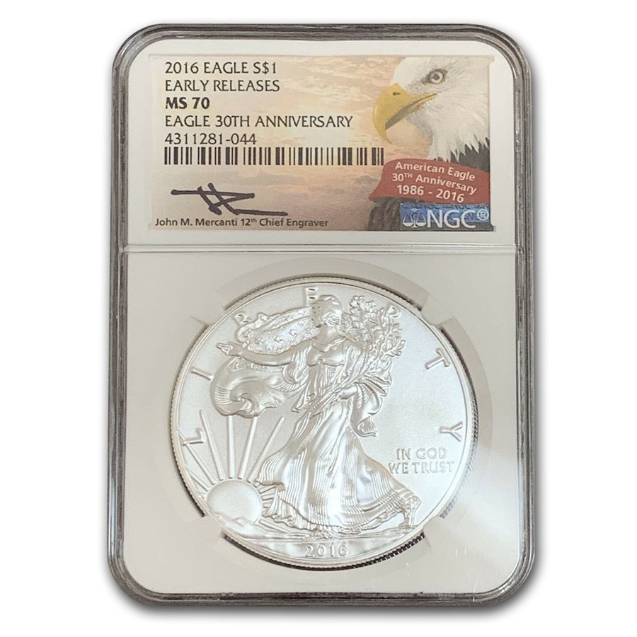 2016 American Silver Eagle MS-70 NGC (Early Releases, Mercanti)