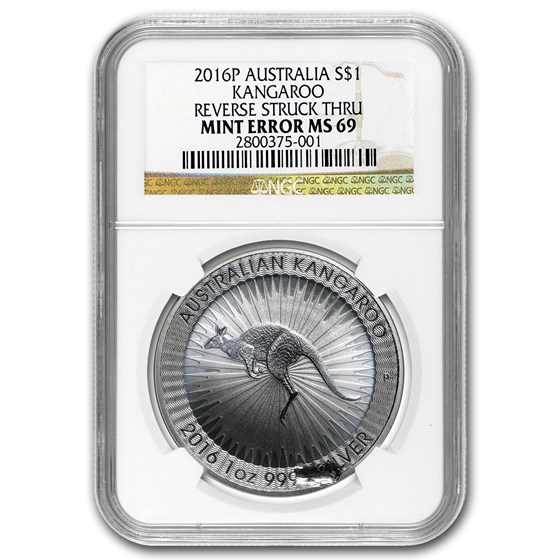 2016 AUS 1 oz Silver Kangaroo MS-69 NCG (Mint Error, Struck Thru) 2016 AUS 1 oz Silver Kangaroo MS-69 NCG (Mint Error, Struck Thru)