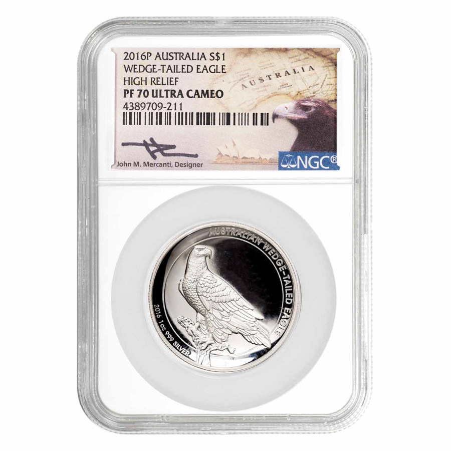 2016 AUS 1 oz Silver Wedge Tailed Eagle PF-70 UCAM NGC (Spotting)