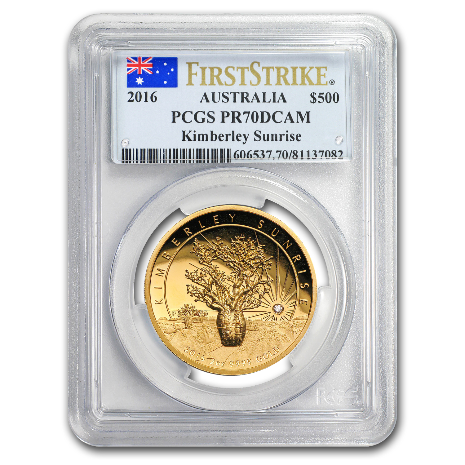 Buy 2016 AUS 2 oz Gold Kimberley Sunrise Diamond PR-70 PCGS (FS
