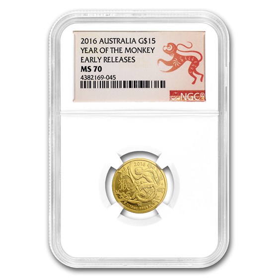 2016 Australia 1/10 oz Gold Lunar Year of Monkey MS-70 NGC (ER) 2016 Australia 1/10 oz Gold Lunar Year of Monkey MS-70 NGC (ER)