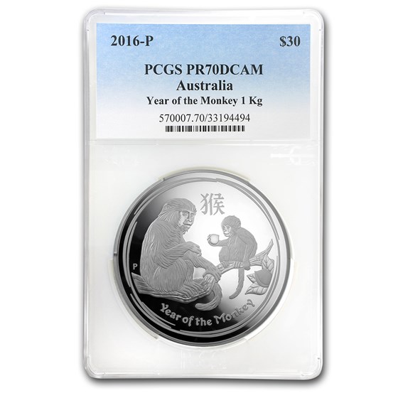 2016 Australia 1 kilo Silver Lunar Monkey PF-70 PCGS 2016 Australia 1 kilo Silver Lunar Monkey PF-70 PCGS