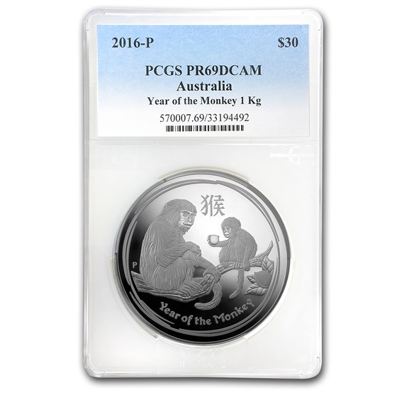 2016 Australia 1 kilo Silver Lunar Monkey PR-69 PCGS 2016 Australia 1 kilo Silver Lunar Monkey PR-69 PCGS