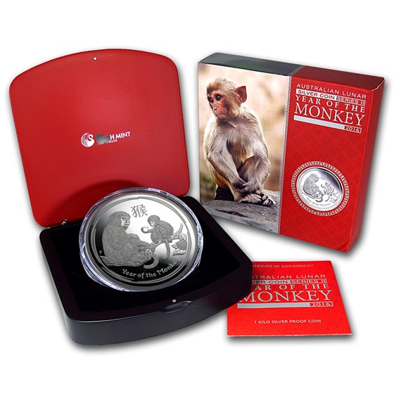 Buy 2016 Australia 1 kilo Silver Lunar Monkey Proof (w/Box & COA) | APMEX