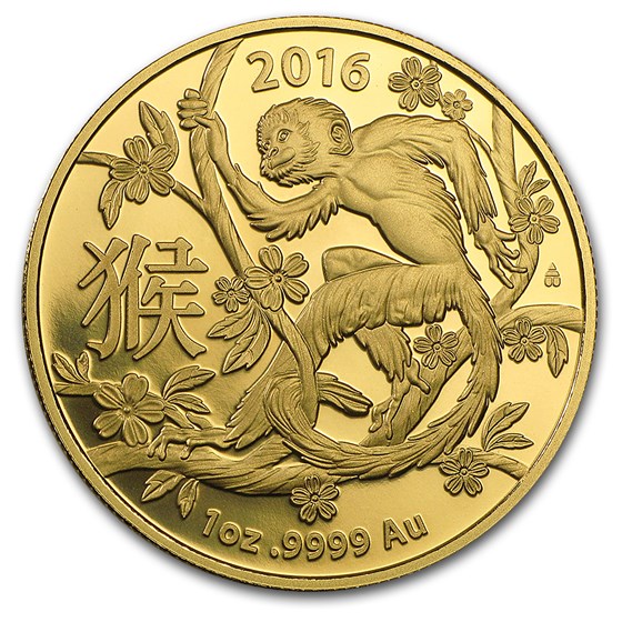 2016 Australia 1 oz Gold Lunar Year of the Monkey BU (RAM)