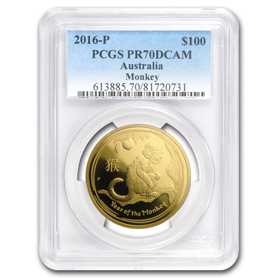 2016 Australia 1 oz Proof Gold Lunar Monkey PF-70 PCGS 2016 Australia 1 oz Proof Gold Lunar Monkey PF-70 PCGS
