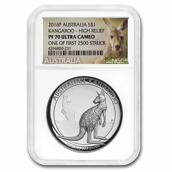 2016 Australia 1 oz Silver Kangaroo High Relief PF-70 NGC 2016 Australia 1 oz Silver Kangaroo High Relief PF-70 NGC