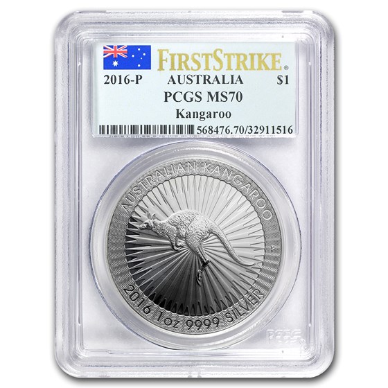 2016 Australia 1 oz Silver Kangaroo MS-70 PCGS (FirstStrike®) 2016 Australia 1 oz Silver Kangaroo MS-70 PCGS (FirstStrike®)
