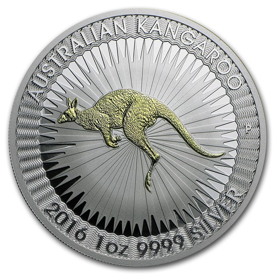 2016 Australia 1 oz Silver Kangaroo Proof (Gilded) 2016 Australia 1 oz Silver Kangaroo Proof (Gilded)