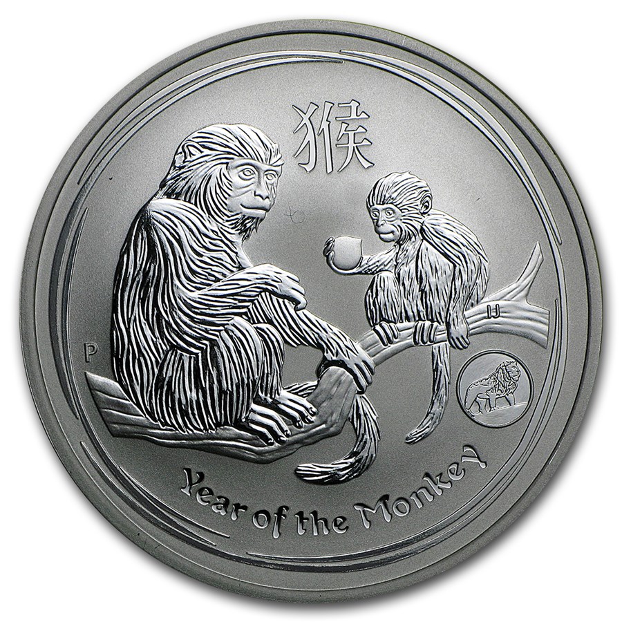 2016 Australia 1 oz Silver Lunar Monkey BU (SII, Lion Privy)
