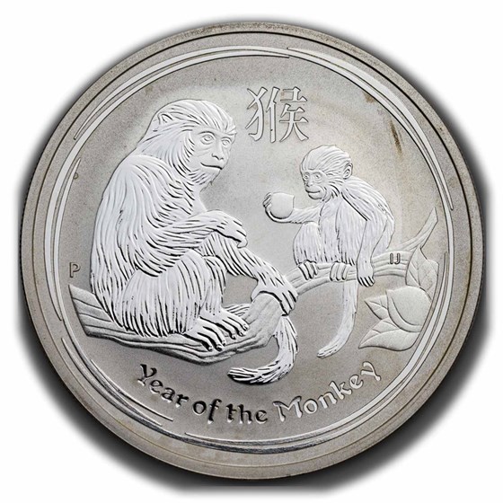2016 Australia 1 oz Silver Lunar Monkey BU (spotted)