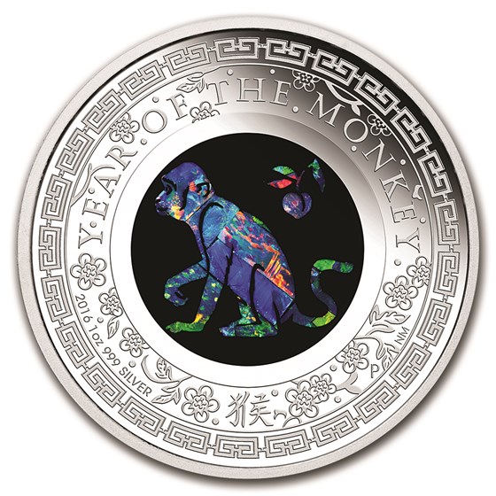 2016 Australia 1 oz Silver Opal Lunar Monkey Proof 2016 Australia 1 oz Silver Opal Lunar Monkey Proof