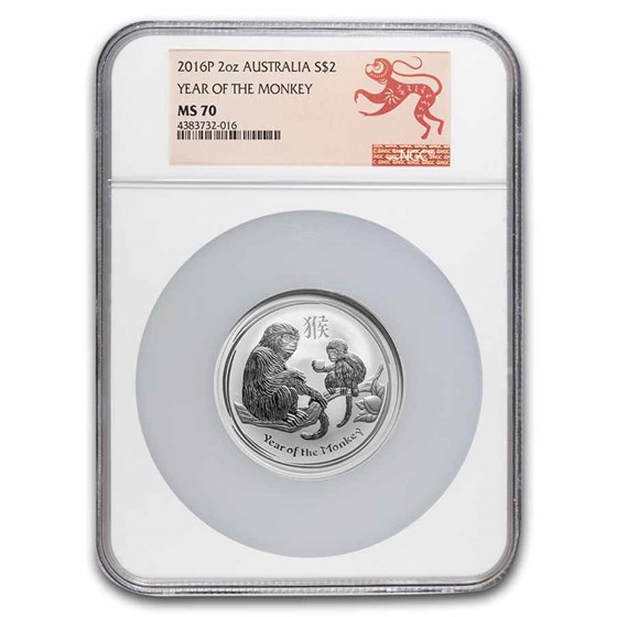 2016 Australia 2 oz Silver Lunar Monkey MS-70 NGC 2016 Australia 2 oz Silver Lunar Monkey MS-70 NGC