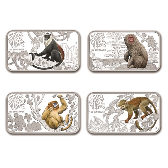 2016 Australia 4-Coin 1 oz Silver Lunar Monkey Proof Set (Rect) 2016 Australia 4-Coin 1 oz Silver Lunar Monkey Proof Set (Rect)