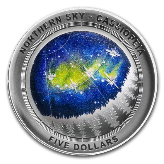 2016 Australia Silver $5 Color Domed Northern Sky Cassiopeia 2016 Australia Silver $5 Color Domed Northern Sky Cassiopeia