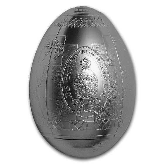 2016 Cameroon 7 oz Silver 3D Fabergé Egg (Trans-Siberian Railway) 2016 Cameroon 7 oz Silver 3D Fabergé Egg (Trans-Siberian Railway)