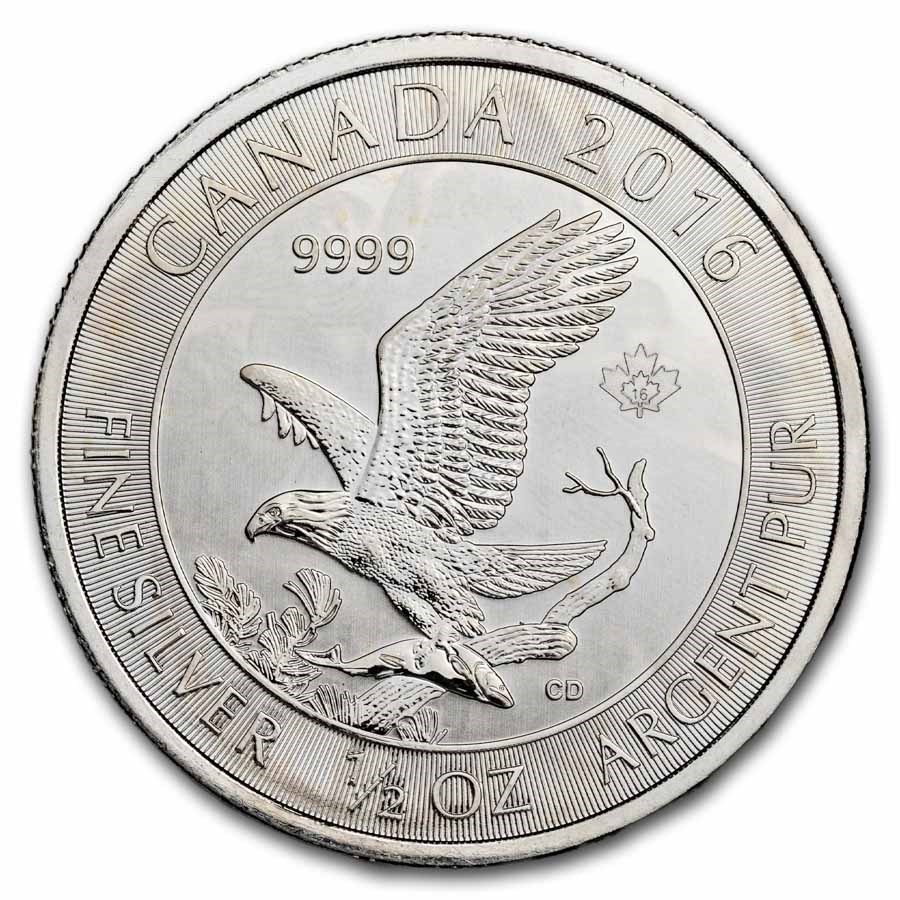 2016 Canada 1/2 oz Silver Bald Eagle BU (Abrasions)