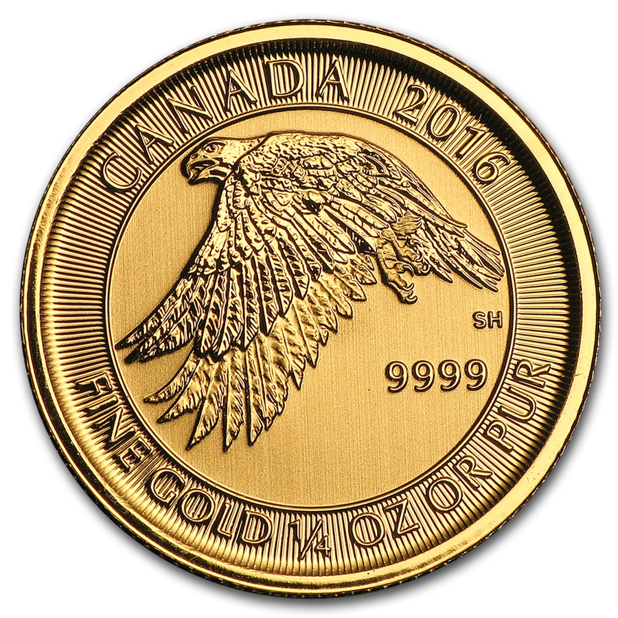 2016 Canada 1/4 oz Gold White Falcon BU