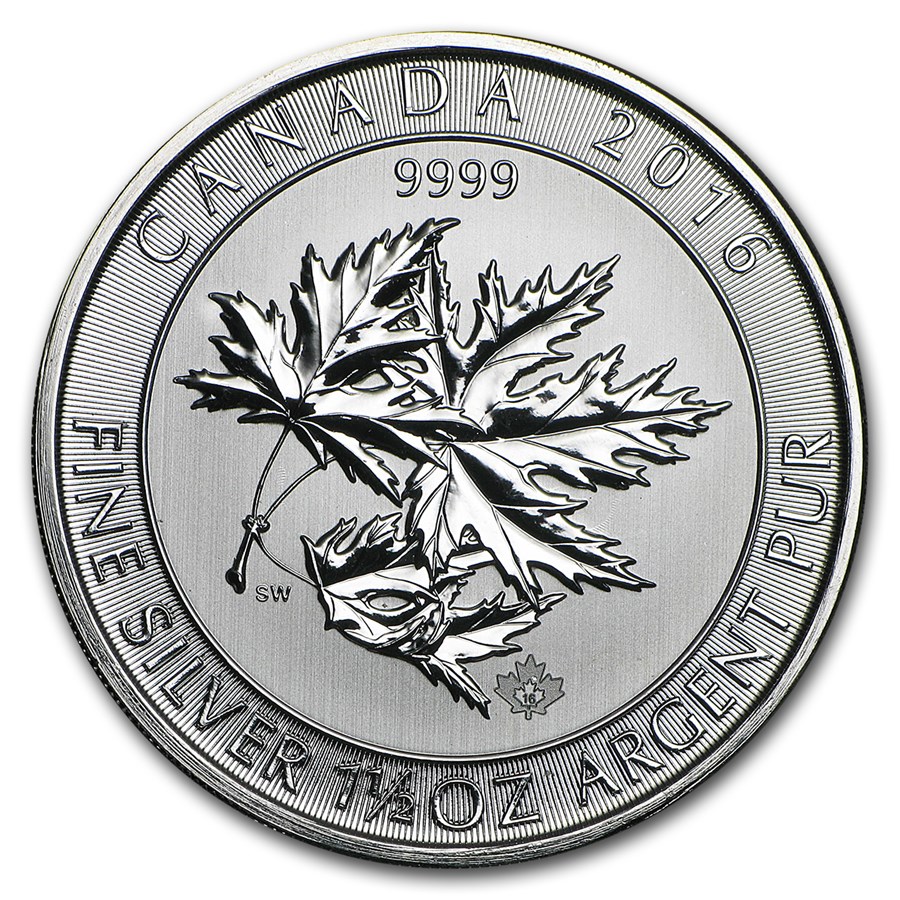 2016 Canada 1.5 oz Silver $8 SuperLeaf BU (Abrasions/Spots)