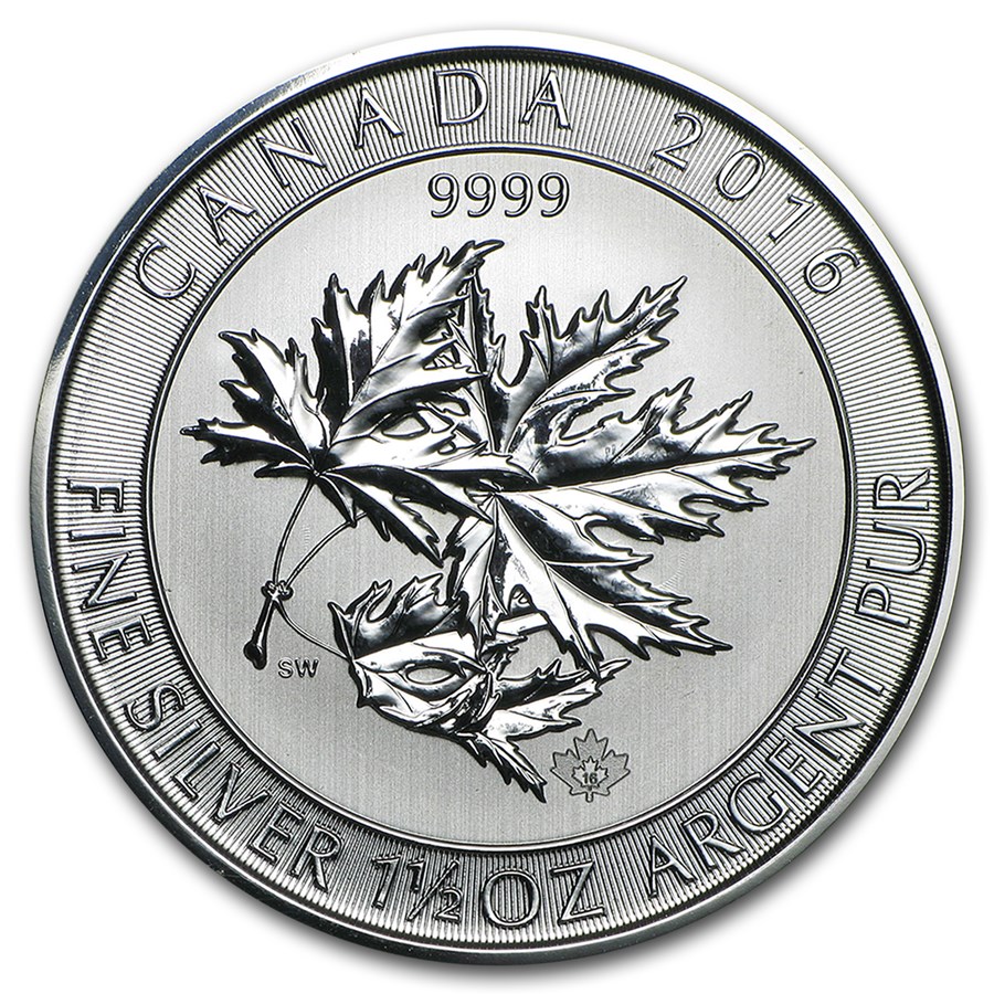 2016 Canada 1.5 oz Silver $8 SuperLeaf BU