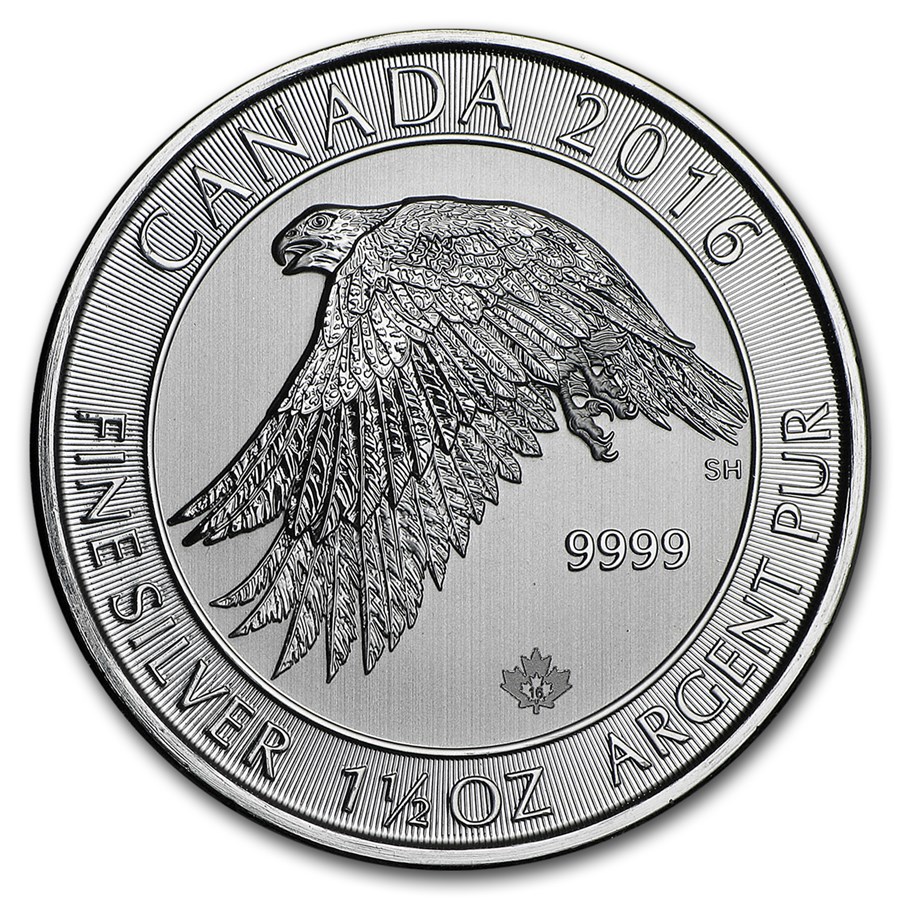 2016 Canada 1.5 oz Silver $8 White Falcon BU