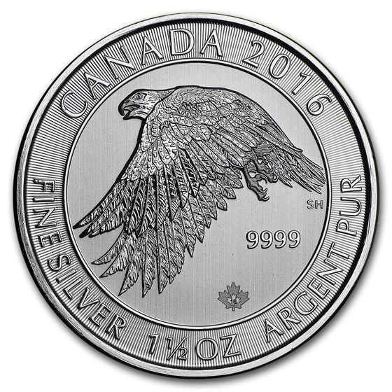 2016 Canada 1.5 oz Silver $8 White Falcon BU