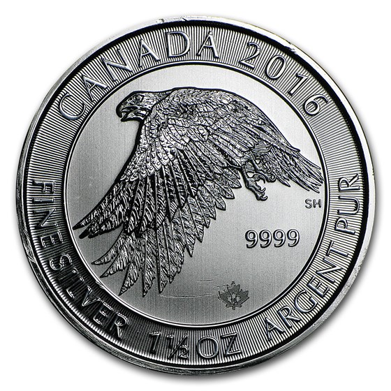 2016 Canada 1.5 oz Silver $8 White Falcon (Damaged) 2016 Canada 1.5 oz Silver $8 White Falcon (Damaged)