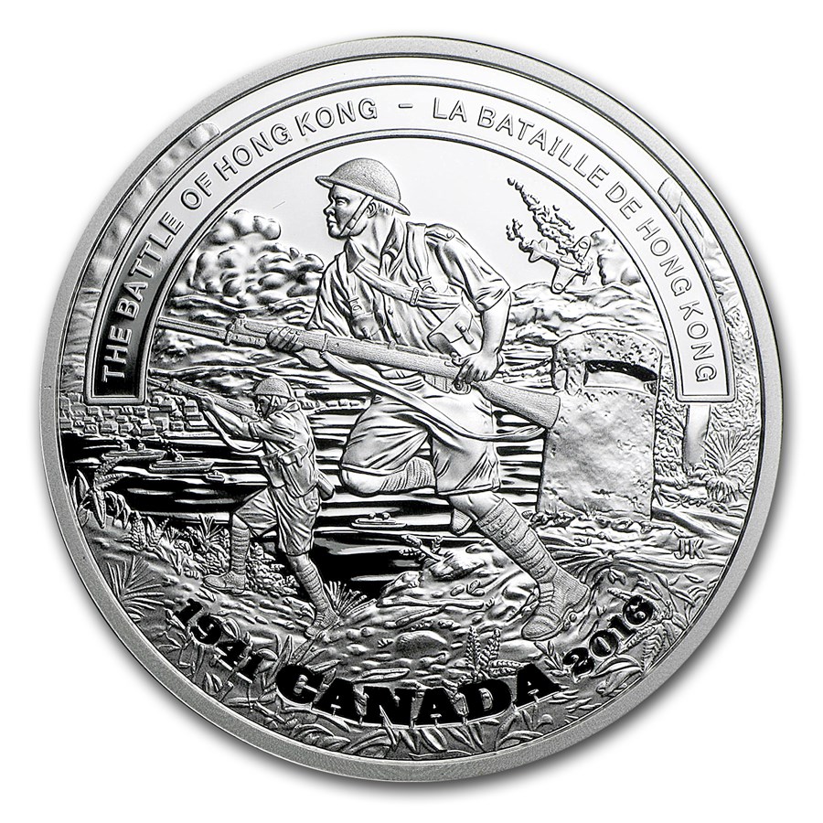 2016 Canada 1 oz Proof Silver $20 Battle of Hong Kong (Coin Only)