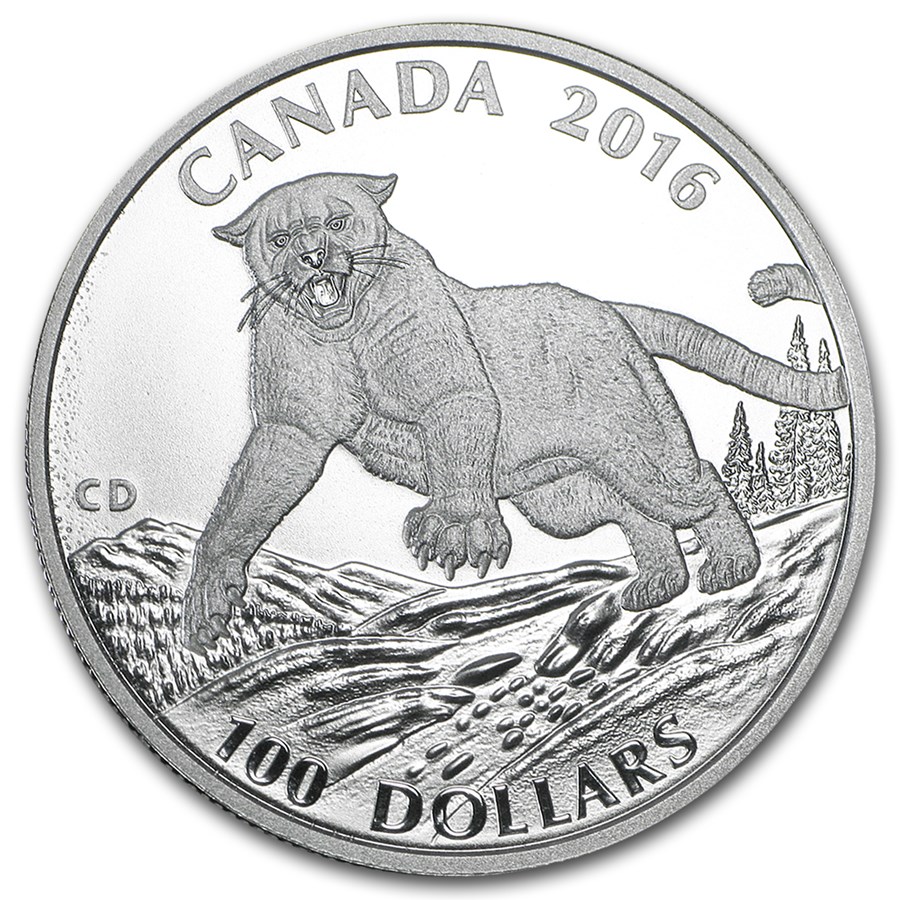 2016 Canada 1 oz Silver $100 for $100 (Cougar)