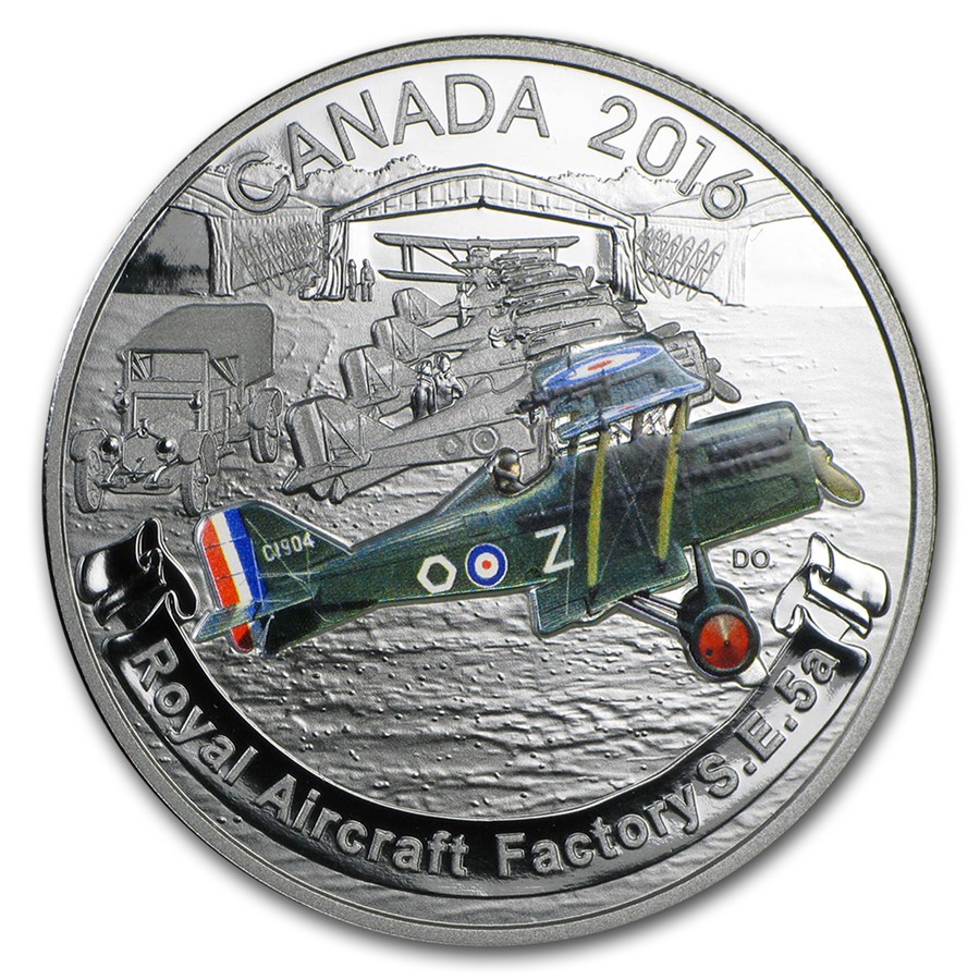 2016 Canada 1 oz Silver $20 Aircraft of WW1: Royal Factory S.E.5A