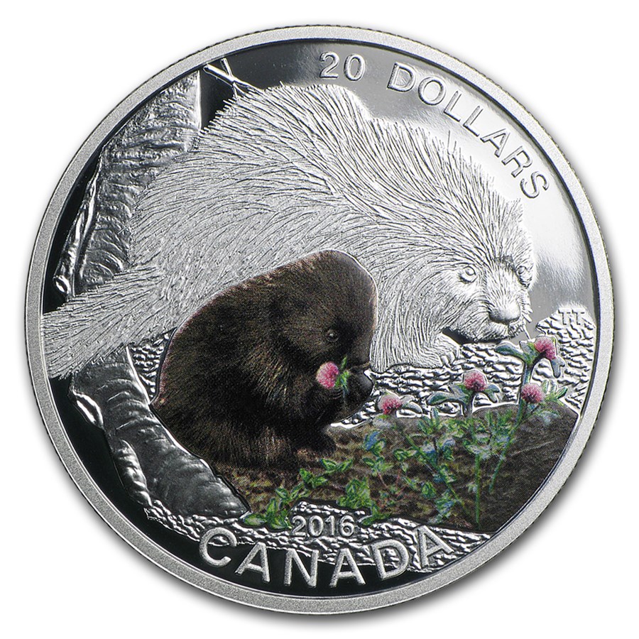 2016 Canada 1 oz Silver $20 Baby Animals (Porcupine)