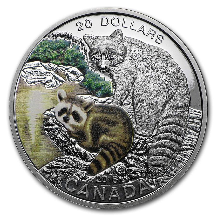 2016 Canada 1 oz Silver $20 Baby Animals (Raccoon)